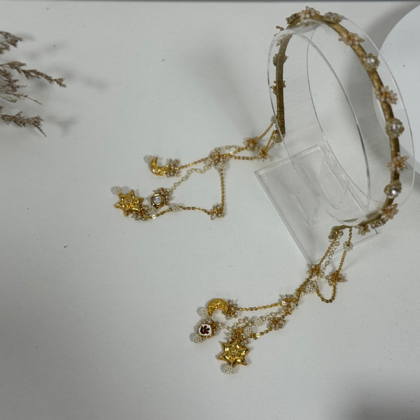 Celestial Dangling Chain Hairband for Weddings, Parties, Mehandis & Festivals