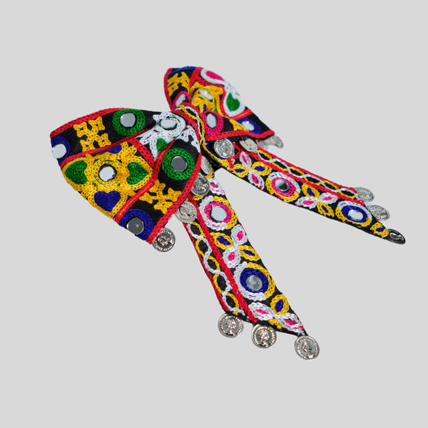 Nesavaali  Embroidered Hairbow Clip With Coin Detailing – Perfect For Festive Occasions