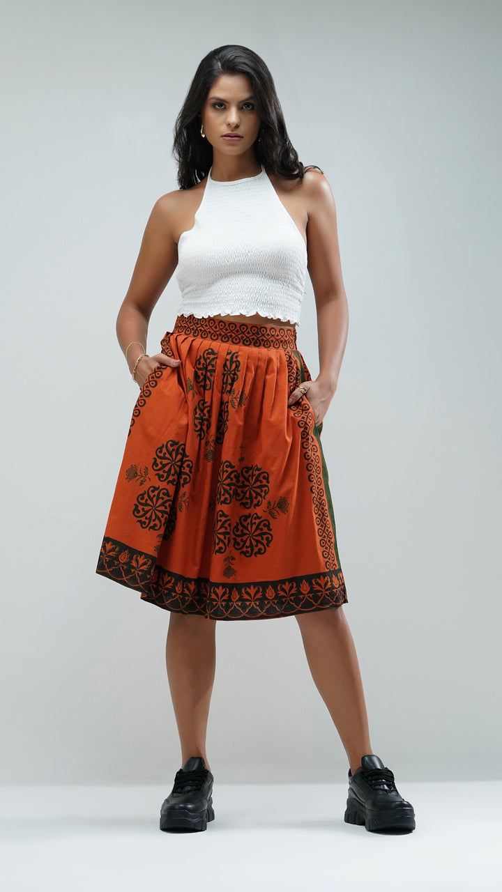 Nesavaali Midi Skirt, styled for a chic day-to-night look.