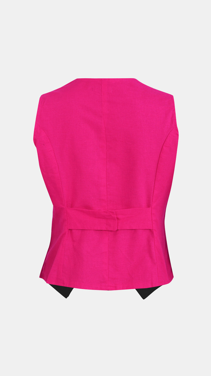 Nesavaali Pink Handmade Tailored Waistcoat, perfect for ethical fashion enthusiasts.