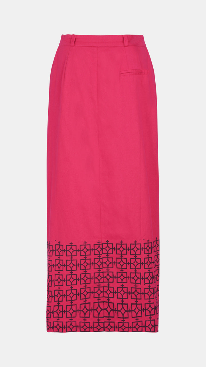 Nesavaali's Pink Wrap Over Printed Maxi Skirt, perfect for sustainable and ethical fashion lovers.