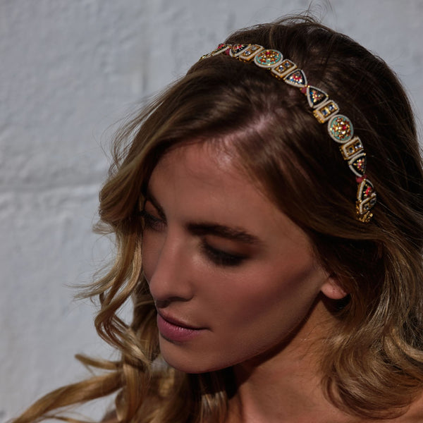 Nesavaali Fusion Floral Enamel Hairband For Weddings & Special Events
