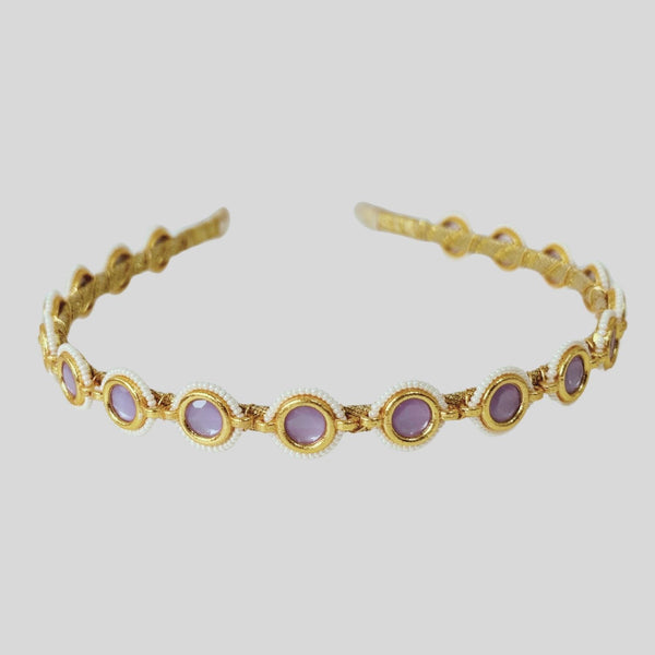 Minimal Lavender Crystal Hairband for Weddings, Parties, Mehandis & Festivals