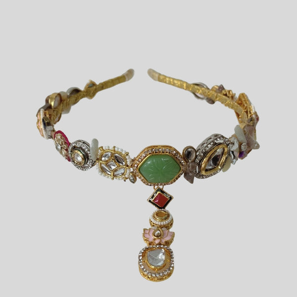 Nesavaali Boho Embellished Hairband With Tikka For Weddings And Parties